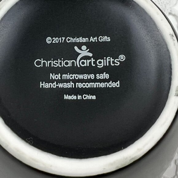 Christian Art Gifts Coffee Mug 10 Oz "The Lord Is With Me" Black Gold Trim - Picture 2 of 8